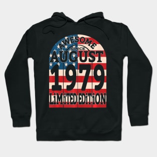 40 Years Old Birthday Gifts Born August 1979 Retro US Flag Hoodie